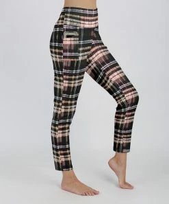 Lily | Black & Pink Plaid Pocket High-Waist Leggings - Women