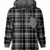 Lily | Black & Gray Plaid Chest-Pocket Hi-Low Hoodie - Women