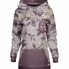 Lily | Purple & Gray Floral Kangaroo-Pocket Tunic Hoodie - Women