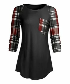 Lily | Black & Red Plaid Pocket Raglan Tunic - Plus
