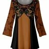 Lily | Black & Brown Floral Scoop Neck Three-Quarter Sleeve Tunic - Women & Plus