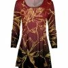 Lily | Red & Gold Floral Dot Pleated Scoop Neck Tunic - Plus