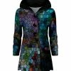 Lily | Teal & Black Stain Glass Velvet Button-Front Hoodie - Women