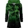 Lily | Black & Green Floral Gradient Velvet Button-Up Hoodie - Women