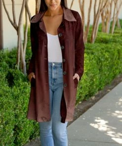 Lily | Red & Brown Floral Gradient Pocket Button-Up Jacket - Plus