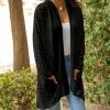Lily | Black Multicolor Peacock Feather Pocket Open Cardigan - Plus