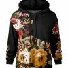 Lily | Black & Mocha Floral Chest-Pocket Hoodie - Women