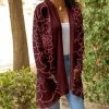 Lily | Red & Pink Floral Outline Pocket Open Cardigan - Plus