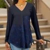Lily | Navy & Blue Paisley Round-Hem V-Neck Tunic - Plus