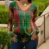 Lily | Green & Orange Abstract V-Neck Long-Sleeve Tunic - Women