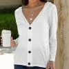 Lily | White V-Neck Cardigan - Women