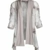 Lily | White & Gray Abstract Shawl Collar Open Cardigan - Women