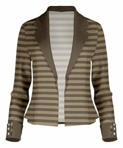 Lily | Mocha & Brown Stripe Open Blazer - Women