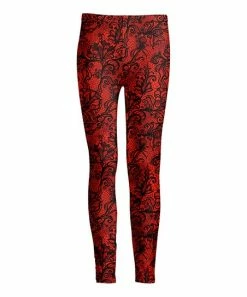Lily | Red & Black Paisley Leggings - Women