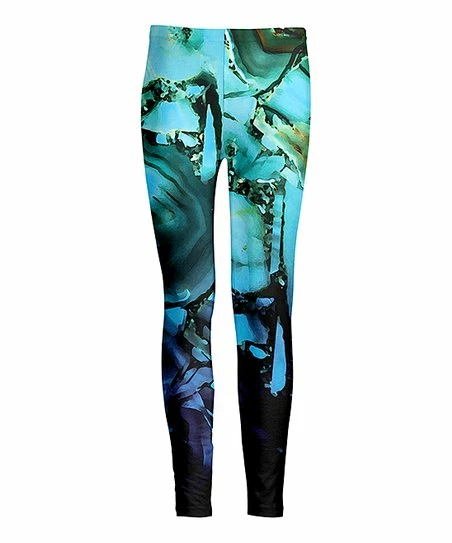 Lily | Blue & Black Marbled Leggings - Plus 1 Lily | Blue & Black Marbled Leggings - Plus