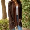 Lily | Rust & Taupe Leaf Pocket Open Cardigan - Plus