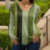 Lily | Green & Black Stripe V-Neck Long-Sleeve Tunic - Women