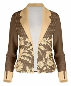 Lily | Brown & Beige Floral Open Blazer - Women