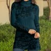 Lily | Black & Teal Floral Turtleneck Tunic - Women