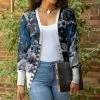 Lily | Blue & Gray Floral Button-Up Cardigan - Women