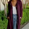 Lily | Wine Pocket Button-Up Jacket - Plus