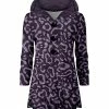 Lily | Purple Leopard Velvet Button-Up Hoodie - Women