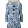 Lily | Blue & White Floral Velvet Button-Up Hoodie - Women