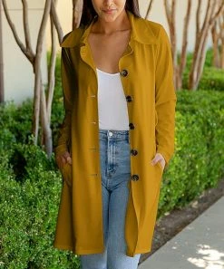 Lily | Gold Pocket Button-Up Jacket - Plus