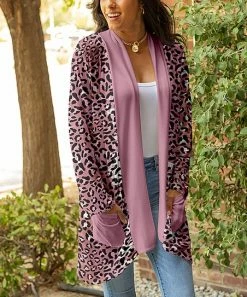 Lily | Pink Leopard Pocket Open Cardigan - Women & Plus