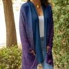 Lily | Blue & Purple Ombré Pocket Open Cardigan - Plus
