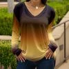 Lily | Yellow & Purple Ombré V-Neck Long-Sleeve Tunic - Women