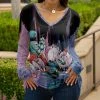 Lily | Black & Purple Floral V-Neck Tunic - Women