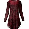 Lily | Black & Red Floral Cowl Neck Curved-Hem Tunic - Women & Plus