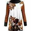 Lily | Black & Brown Floral Pin Dot Cowl Neck Long-Sleeve Tunic - Women