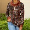 Lily | Rust Paintstroke Cowl Neck Tunic Sweater - Women