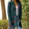 Lily | Teal & Purple Floral Pocket Open Cardigan - Women