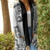 Lily | Black & Gray Paisley Pocket Open Cardigan - Plus