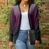 Lily | Gray & Purple Ombre Snap-Button Cardigan - Women & Plus