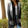 Lily | Black & Gray Ombré Pocket Open Cardigan - Plus