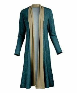 Lily | Teal & Beige Foliage Open Duster - Plus