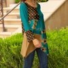 Lily | Teal & Brown Polka Dot Color Block Sidetail Tunic - Plus
