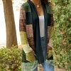 Lily | Olive & Brown Color-Block Longline Open Cardigan - Plus