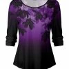Lily | Black & Purple Floral Ombré Scoop Neck Top - Women