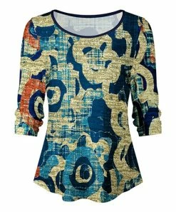Lily | Navy & Rust Abstract Scoop Neck Tunic - Women