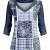 Lily | Blue & Black Leopard Patchwork V-Neck Tunic - Plus