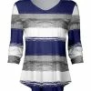 Lily | Gray & Blue Abstract Stripe V-Neck Tunic - Women