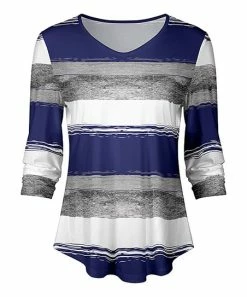 Lily | Gray & Blue Abstract Stripe V-Neck Tunic - Women