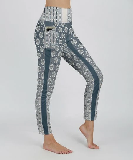 Lily | Navy & Gray Abstract Pocket Leggings - Women 1 Lily | Navy & Gray Abstract Pocket Leggings - Women