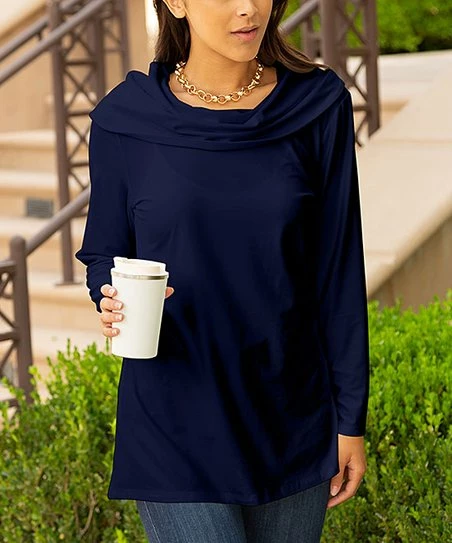 Lily | Navy Cowl Neck Tunic - Women 1 Lily | Navy Cowl Neck Tunic - Women