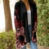 Lily | Black & Pink Floral Pocket Shawl Collar Cardigan - Plus